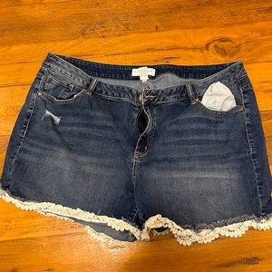 Lane Bryant Cutoff Jean Shorts with Lace Trim